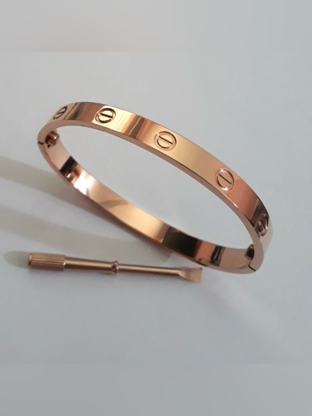 Generic Rose Gold Screw Cuff Bangle Bracelet with Screwdriver - Picture 2 of 6